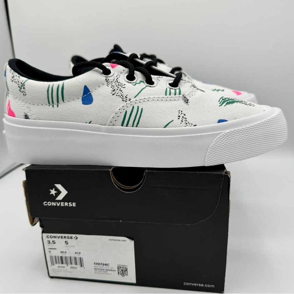 NWT Converse Skid Grip CVO Sneakers Unisex Archive Print - White Geometric 80’s